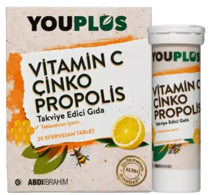 Youplus C Vitamini Çinko Propolis Efervesan 20 Tablet