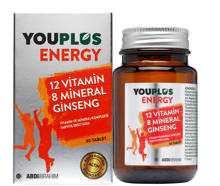 Youplus Energy 12 Vitamin ve 8 Mineral Kompleksi 30 Tablet